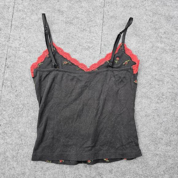 Vintage Victoria's Secret Camisole Womens Small Y2K Black Floral Tank Layering - Picture 6 of 6